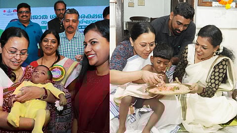 മൂന്ന് ദിവസത്തിലേറെ ജീവിക്കില്ലെന്ന് പറഞ്ഞു, ഇന്ന് ആഗ്രഹ സഫലീകരണം; രണ്ടര വയസുകാരന്‍ രക്ഷിതിന് ആരോഗ്യമന്ത്രി ആദ്യാക്ഷരം കുറിച്ചു