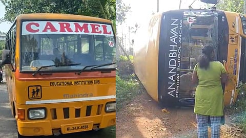 അപകടത്തിൽപ്പെട്ട ബസ്സുകൾ