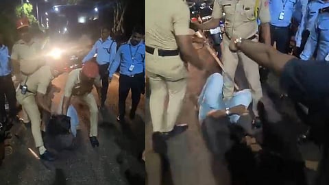 എസ്എഫ്ഐ പ്രവർത്തകരെ മർദിക്കുന്ന ദൃശ്യങ്ങൾ