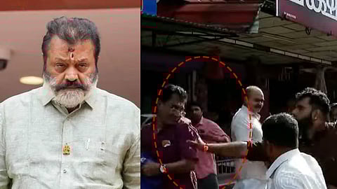 അപേക്ഷ നൽകാനെത്തിയ ആളെ തള്ളി മാറ്റുന്നു