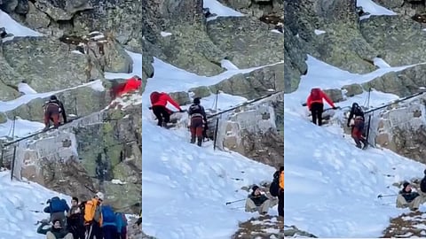 Couple climbs frozen peak in Poland with 9-month-old baby