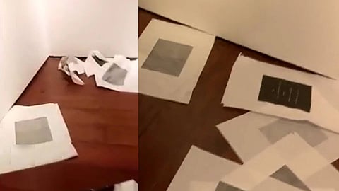 കലാസൃഷ്ടികൾ കീറി മുറിച്ച നിലയിൽ