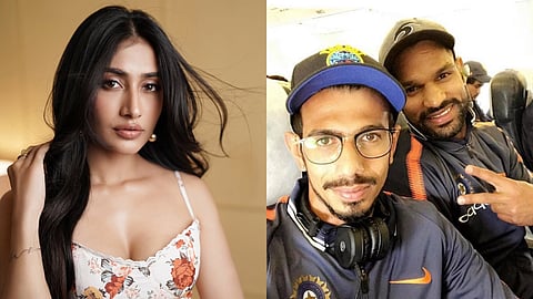 ധനശ്രീ വര്‍മ,  ശിഖർ ധവാന് ഒപ്പം യുസ്‌വേന്ദ്ര ചഹല്‍