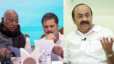 മല്ലികാർജുൻ ഖാർഗെ, രാഹുൽ ഗാന്ധി, വി.ഡി. സതീശൻ