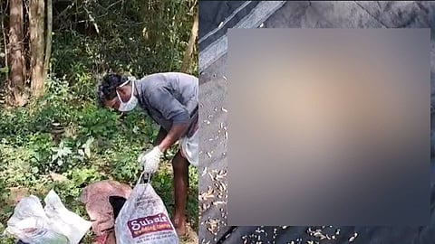 കുഞ്ഞിൻ്റെ മൃതദേഹം ചാക്കിൽ നിന്ന് പുറത്തെടുക്കുന്നു