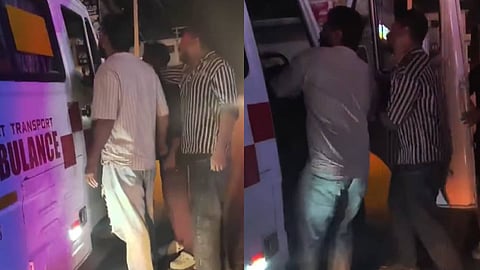 ആംബുലൻസ് ഡ്രൈവറെ യുവാക്കൾ അക്രമിക്കുന്ന ദൃശ്യങ്ങൾ