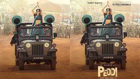 ജീപ്പിൽ ഗ്ലാമറസ് ലുക്കിൽ ജാൻവി കപൂർ; പെദ്ധിയിലെ ക്യാരക്ടർ പോസ്റ്റർ പുറത്ത്