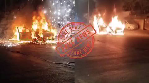 റോഡരികിൽ തീ​ഗോളമായി കാർ! ചിത്രങ്ങൾ ഡൽഹി സ്ഫോടനത്തിൻ്റേതോ?  