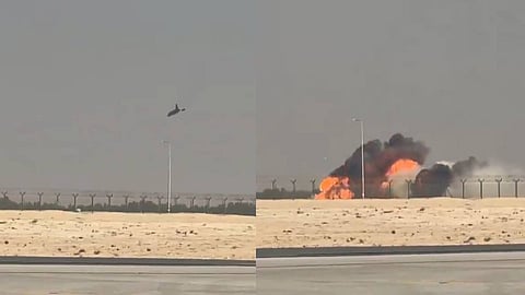 തേജസ് തകർന്നു വീഴുന്നതിൻ്റെ ദൃശ്യങ്ങൾ