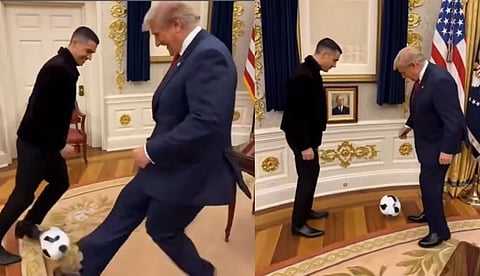 വൈറ്റ് ഹൗസില്‍ റൊണാള്‍ഡോയെ ഡ്രിബ്ള്‍ ചെയ്ത നീക്കങ്ങള്‍; എഐ വീഡിയോ പങ്കുവച്ച് ട്രംപ്