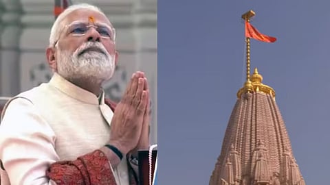 അയോധ്യയിലെ രാമക്ഷേത്രത്തില്‍ പതാക ഉയര്‍ത്തി പ്രധാനമന്ത്രി