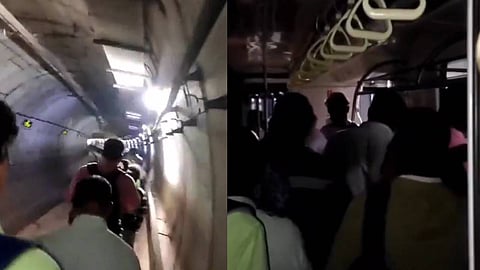 ചെന്നെ മെട്രോ റെയിലിൽ കുടുങ്ങിയ യാത്രക്കാർ