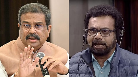 കേന്ദ്രമന്ത്രി ധർമേന്ദ്ര പ്രധാൻ, ജോൺ ബ്രിട്ടാസ് എംപി