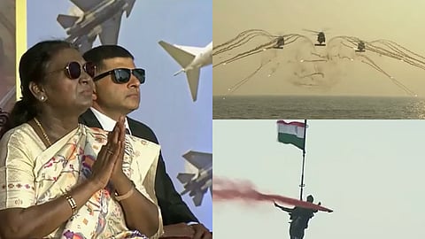 ശംഖുമുഖത്ത് അണിനിരന്ന് പടക്കപ്പലുകളും യുദ്ധവിമാനങ്ങളും; നാവിക സേന സൂപ്പർ പവറായി മാറിയെന്ന് രാഷ്ട്രപതി