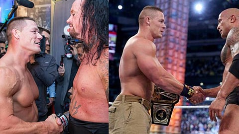 23 വര്‍ഷം നീണ്ട അത്ഭുതം; ജോണ്‍ സീനയെ അഭിനന്ദിച്ച് അണ്ടര്‍ടേക്കറും റോക്കും 