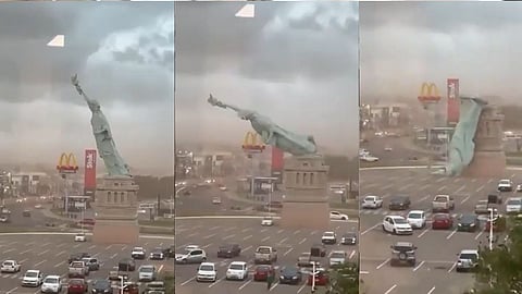 ആഞ്ഞടിച്ച് കൊടുങ്കാറ്റ്; ബ്രസീലില്‍ സ്റ്റാച്യൂ ഓഫ് ലിബേര്‍ട്ടിയുടെ മാതൃക തകര്‍ന്നു വീണു