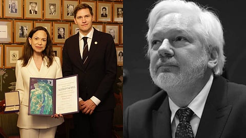 'ട്രംപിനെ പിന്തുണയ്ക്കുന്ന മചാഡോയ്ക്ക് സമാധാന നൊബേല്‍'; പാനലിനെതിരെ ജൂലിയന്‍ അസാഞ്ച് 