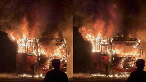 നഞ്ചൻഗോഡ് കെഎസ്ആർടിസി ബസിന് തീ പിടിച്ചു; യാത്രക്കാർ സുരക്ഷിതർ