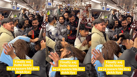 ഡൽഹി മെട്രോയിലെ ഏറ്റുമുട്ടലിൻ്റെ ദൃശ്യങ്ങൾ