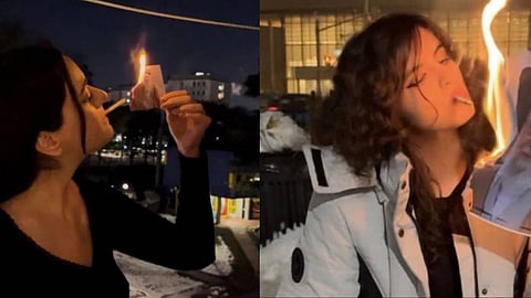 അലി ഖമനെയിയുടെ ചിത്രം കത്തിച്ച് സിഗരറ്റ് വലിക്കുന്ന സ്ത്രീകൾ; സോഷ്യൽ മീഡിയയിൽ ട്രെൻഡിംഗ് ആയ ചിത്രങ്ങൾക്ക് പിന്നിൽ..