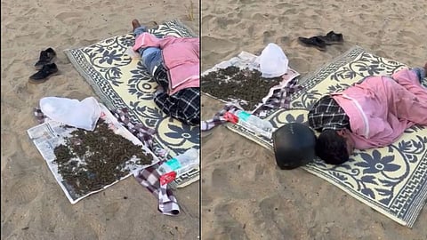 ബീച്ചില്‍ കഞ്ചാവ് ഉണക്കാനിട്ട് ഉറങ്ങി; യുവാവ് പൊലീസ് പിടിയില്‍ 