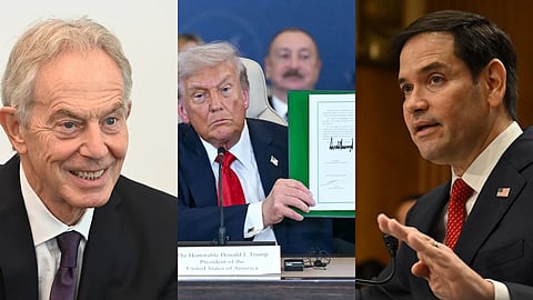  മാർകോ റൂബിയോയും ടോണി ബ്ലെയറും  ഗാസ പീസ് ബോർഡിൽ