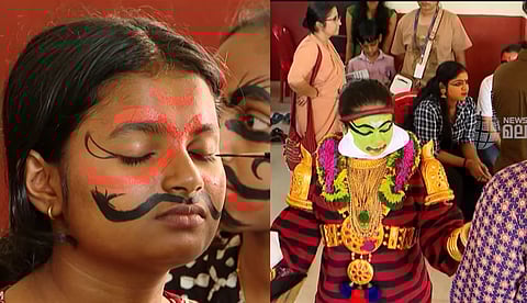 കഥകളിയോട് സാമ്യം, മണിക്കൂറുകള്‍ നീണ്ട ചമയം; കലോത്സവ നഗരിയില്‍ നിന്നും കൂടിയാട്ടത്തിന്റെ അണിയറക്കാഴ്ച