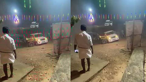 പൊലീസ് ജീപ്പ് ആക്രമിക്കുന്ന ദൃശ്യങ്ങൾ