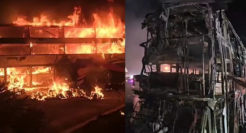 Truck Burst Into Flames After Collision