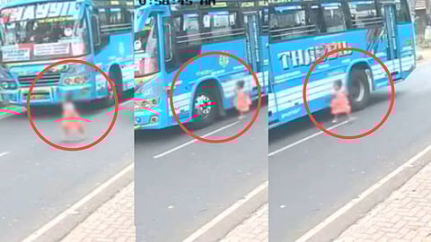 അത്ഭുതകരം ഈ രക്ഷപ്പെടൽ.... കൊടിയത്തൂരിൽ  റോഡിന് കുറുകെ ഓടിയ പെൺകുഞ്ഞ് രക്ഷപ്പെട്ടത് തലനാരിഴക്ക്