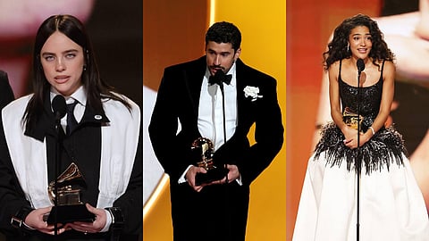 68ാമത് ഗ്രാമി അവാർഡ് വേദിയിൽ  ബില്ലി എലിഷ്, ബാഡ് ബണ്ണി, ഒലിവിയ ഡീൻ