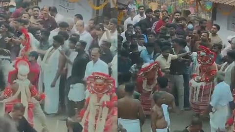 കണ്ണൂരിൽ തെയ്യം കെട്ടിനിടെ കൂട്ടയടി