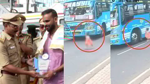 "ഷിനോജിൻ്റേത് മാതൃകാപരമായ പ്രവൃത്തി"; കൊടിയത്തൂരിൽ കുട്ടിയെ രക്ഷിച്ച ബസ് ഡ്രൈവറെ ആദരിച്ച് എംവിഡി