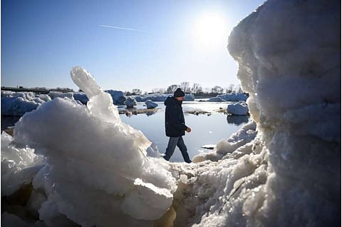 
Giant ice blocks in Germany's Elbe river

