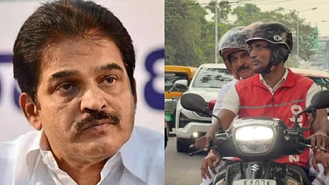 സ്വിഗി തൊഴിലാളിക്കൊപ്പം കെ.സി. വേണുഗോപാലിന്റെ ബൈക്ക് യാത്ര