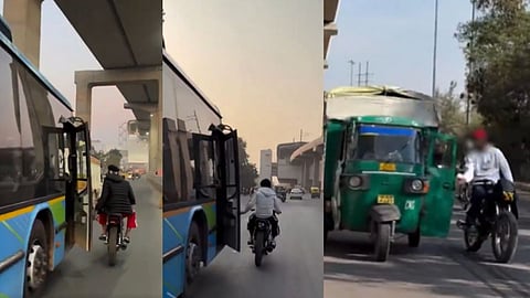റീൽസിനായി ഓടിക്കൊണ്ടിരിക്കുന്ന വാഹനങ്ങളുടെ വാതിലുകൾ തുറന്ന് ബൈക്ക് യാത്രികൻ; വീഡിയോ വൈറലായതിന് പിന്നാലെ അറസ്റ്റ് 
