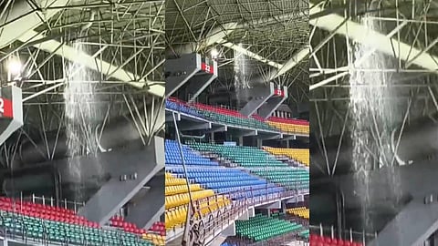 കനത്ത മഴയിൽ ചോർന്നൊലിച്ച് കലൂർ അന്താരാഷ്ട്ര സ്റ്റേഡിയം; സംഭവം ഇന്ന് കേരള ബ്ലാസ്റ്റേഴ്‌സിൻ്റെ മത്സരം നടക്കാൻ ഇരിക്കെ