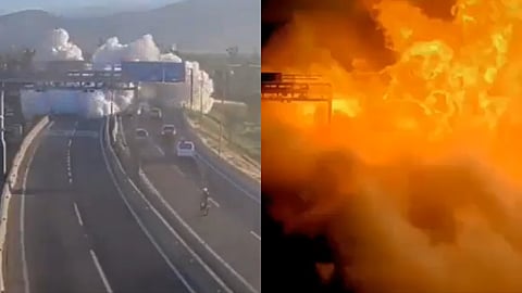 CCTV Captures Moment Chile Gas Tanker Erupts Into Fireball