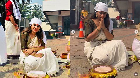 ആറ്റുകാൽ പൊങ്കാലയിടുന്ന നടി റെനീഷ റഹ്‌മാൻ