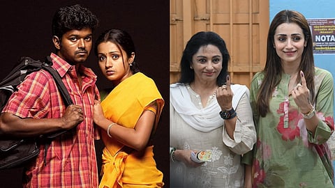 വോട്ട് ചെയ്ത ചിത്രത്തിനൊപ്പം 'ഗില്ലി'യിലെ 'വിസിൽ' സോങ്; തൃഷയുടെ 'കോഡ് വേഡ്' മനസിലായെന്ന് ആരാധകർ