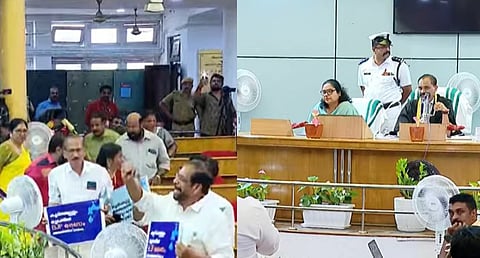 തിരുവനന്തപുരം കോർപ്പറേഷൻ കൗൺസിൽ യോഗത്തിൽ പ്രതിപക്ഷ പ്രതിഷേധം