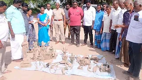கட்டுமான பணியின்போது கிடைத்த பஞ்சலோக சிலைகள்