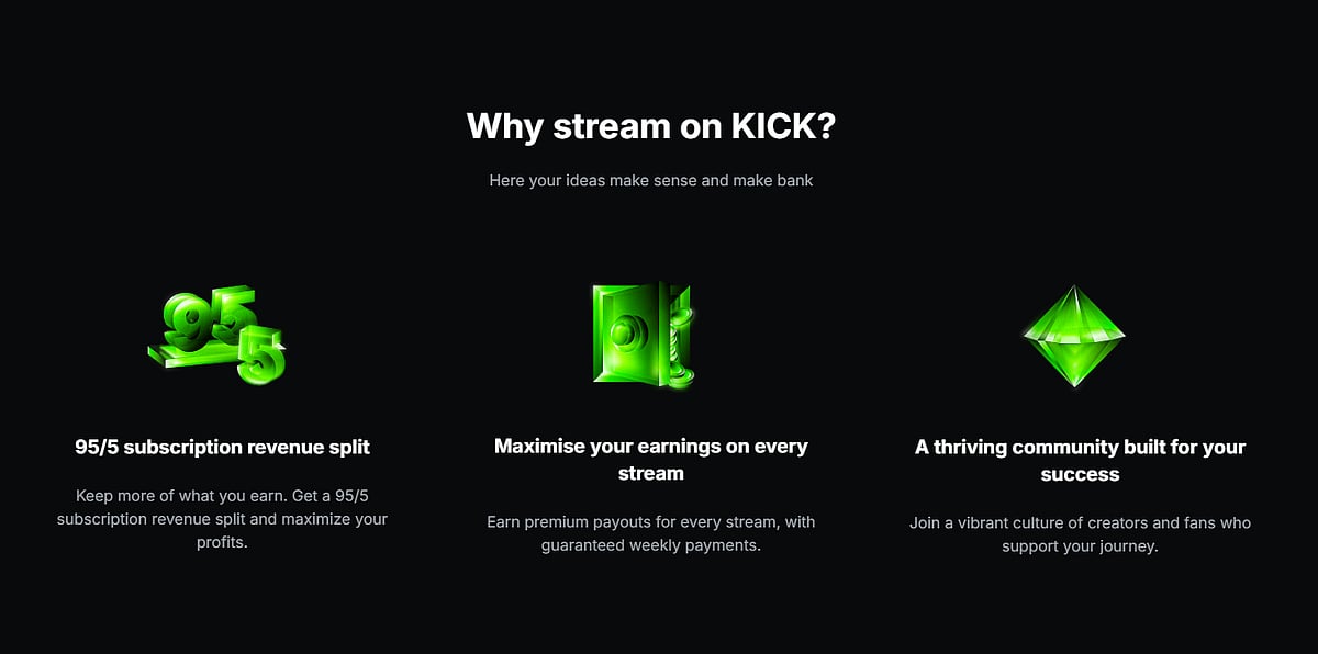 Kick Streaming Platform Revenue Split: 95/5 Model Explained