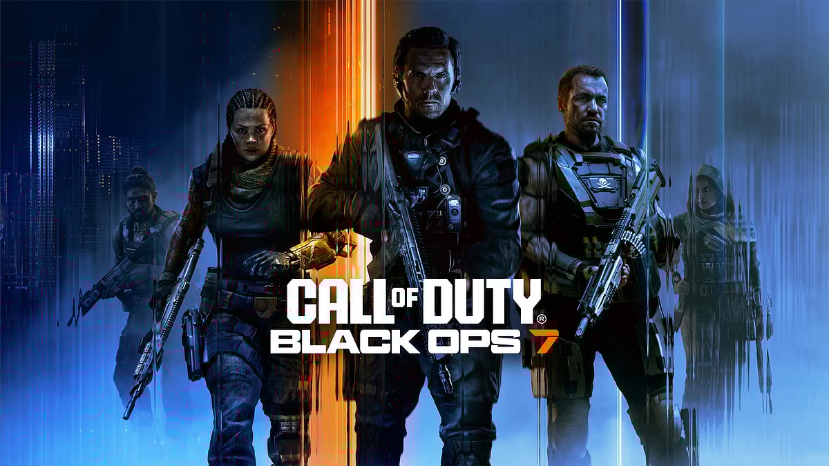 Call of Duty: Black Ops 7 cover art featuring armed soldiers against a split blue-orange backdrop.