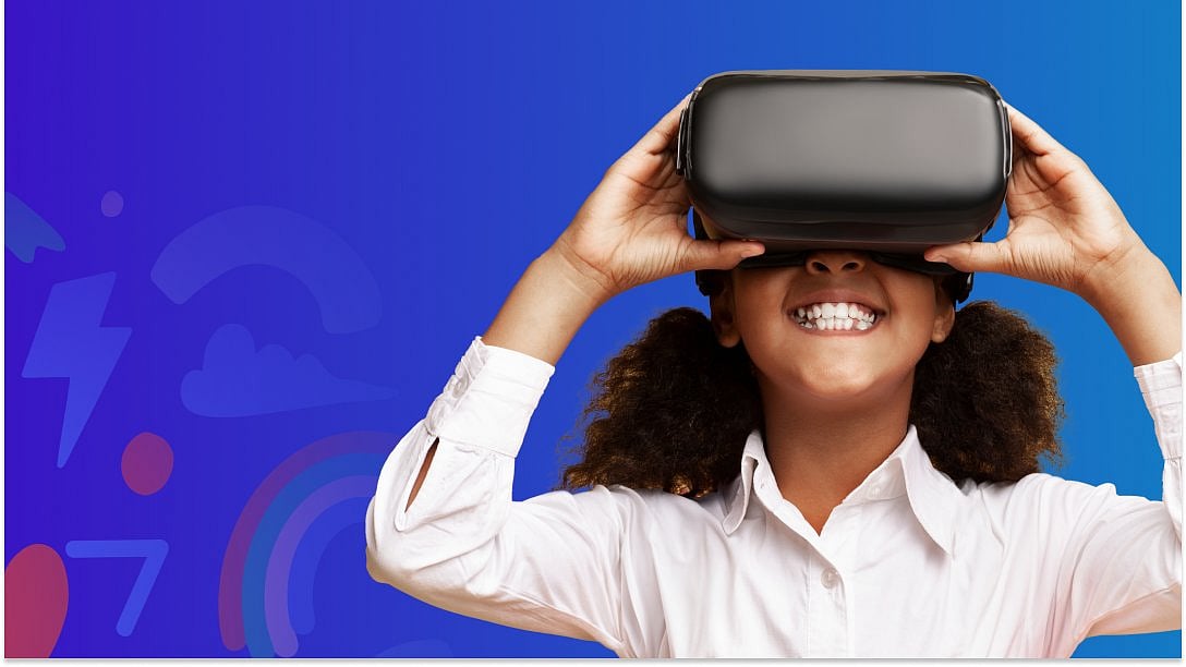 A child wearing a VR headset