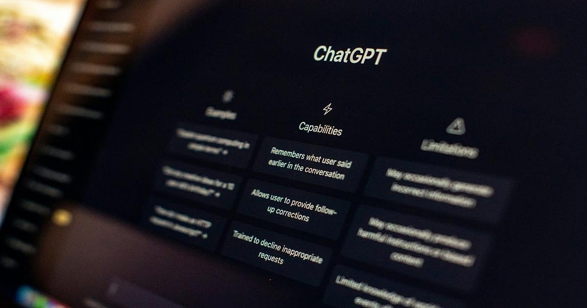 Close-up view of a computer screen displaying the ChatGPT interface.