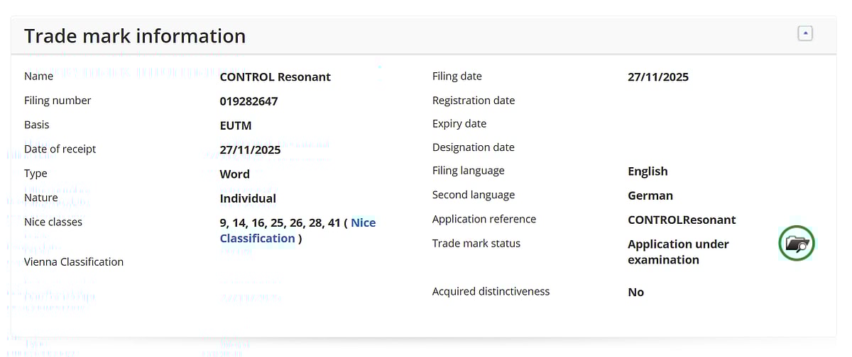 Remedy's Control: Resonant Trademark Information