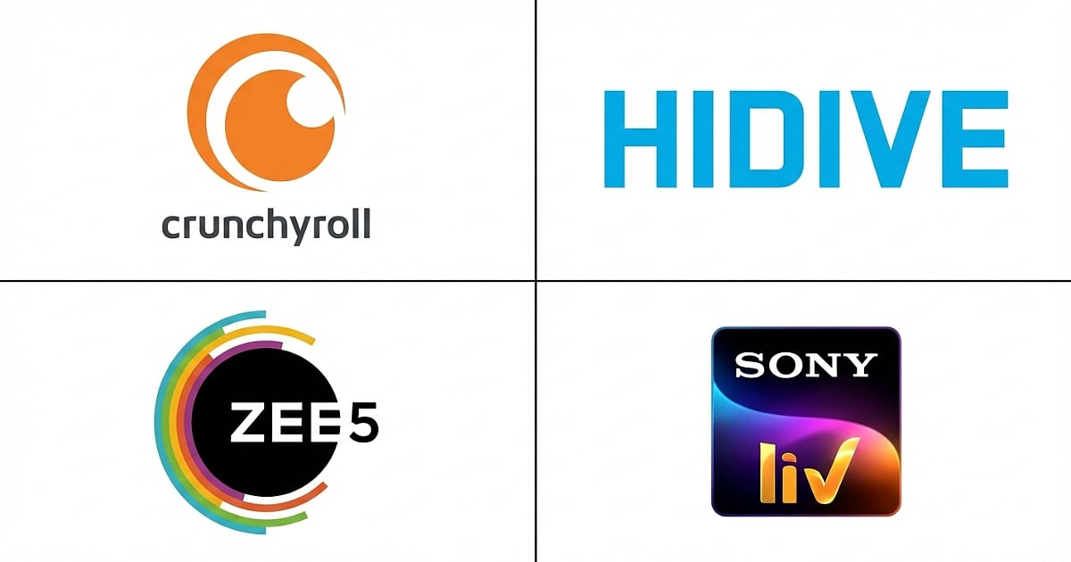 Crunchyroll, HIDIVE, Zee5 and SonyLiv collage.