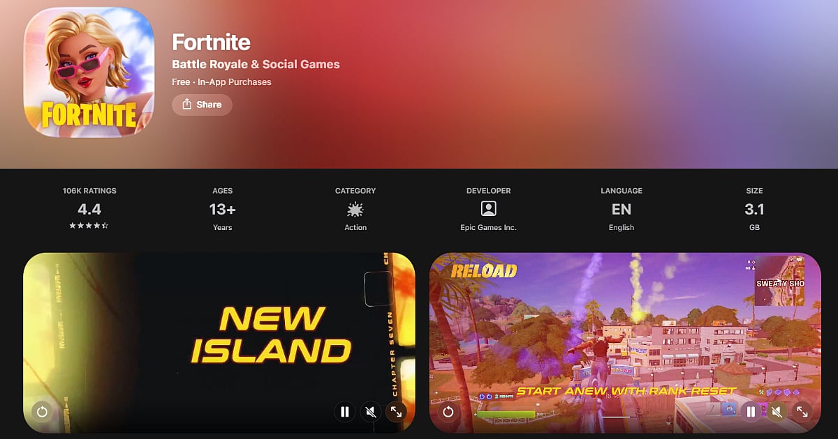 Fortnite on Apple App Store