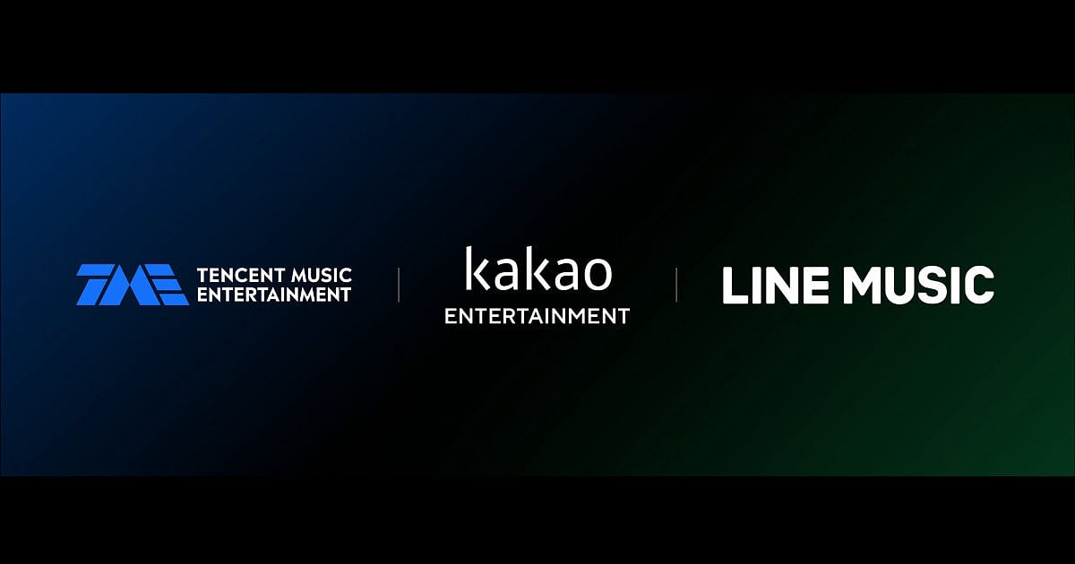 Kakao Entertainment, Tencent Music, and LINE MUSIC MoU logo